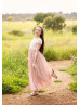 Ivory Lace Blush Pink Chiffon Sweet Flower Girl Dress